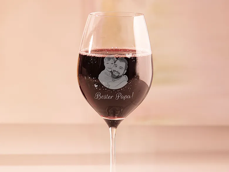 Weinglas mit Fotogravur