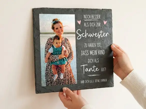 Schieferplatte als Geschenk für Schwester