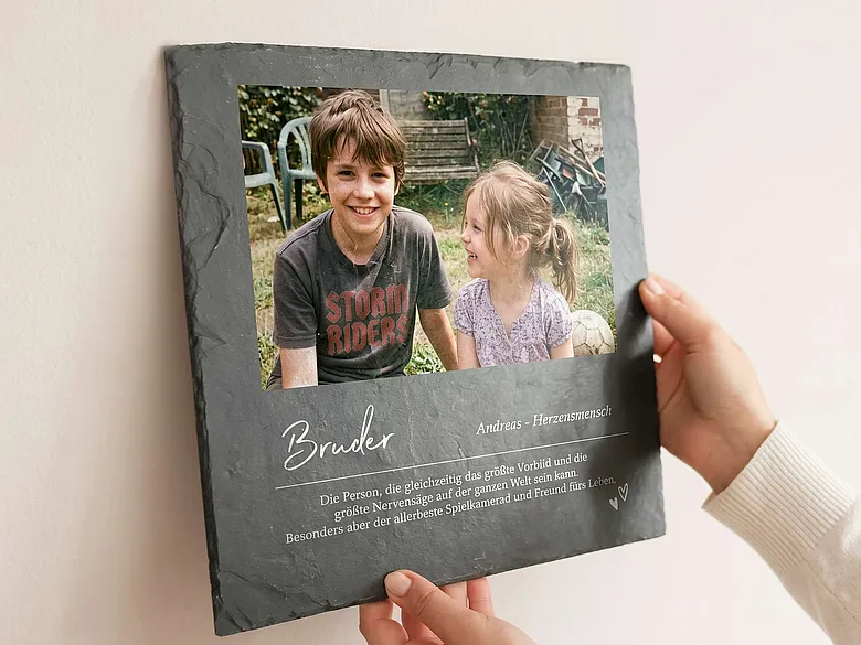 Schieferplatte als Bruder-Geschenk