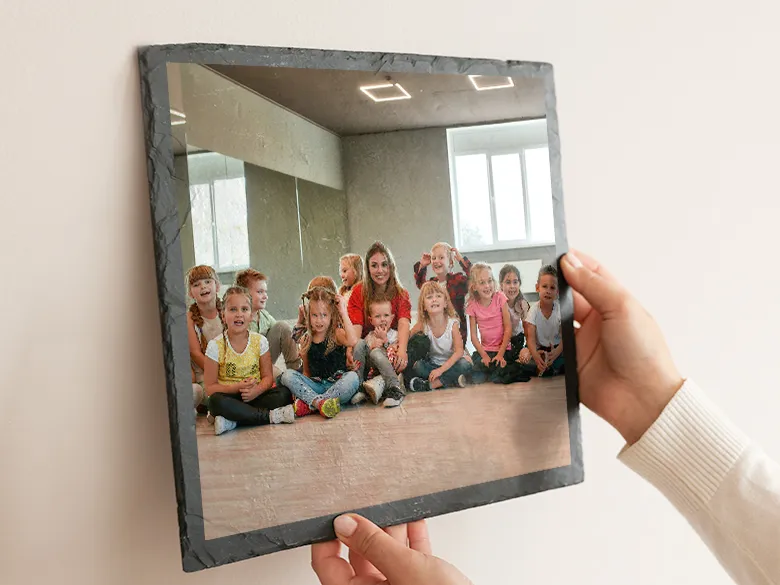 Schieferplatte mit Gruppenfoto Kindergarten