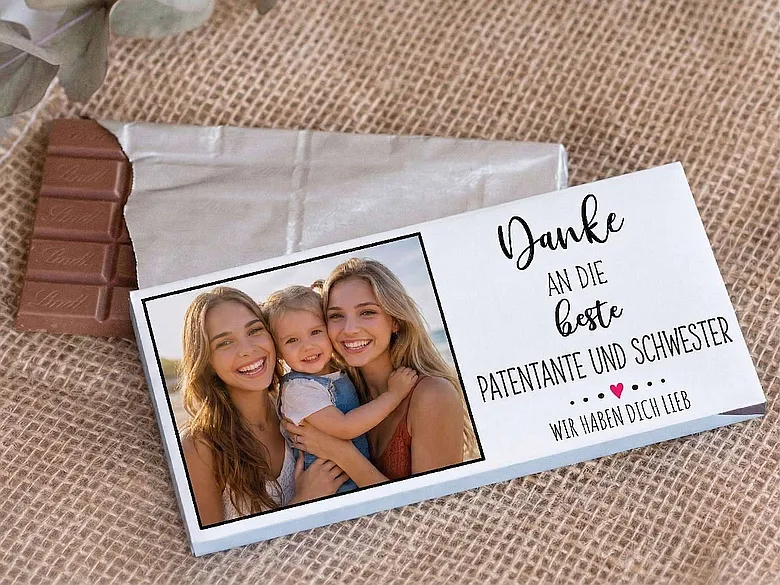 Foto-Schokolade für Patentante und Schwester
