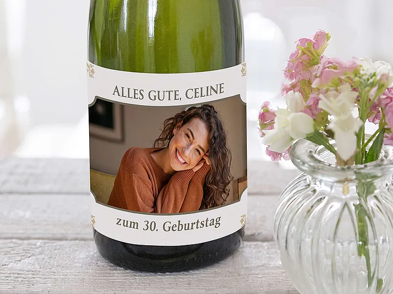 Sektetikett mit Foto