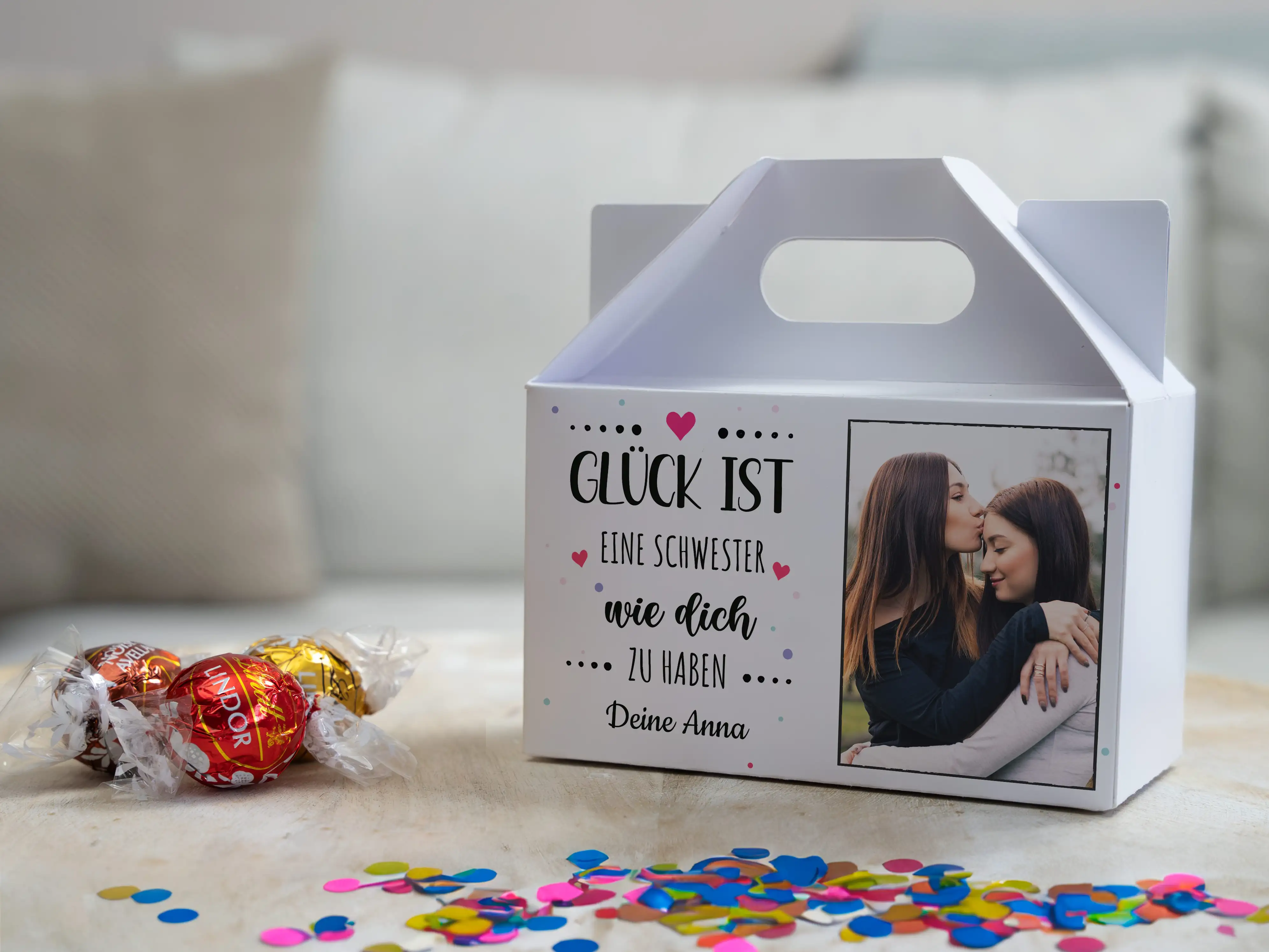 Süßigkeitenbox als Geschenk für Schwester