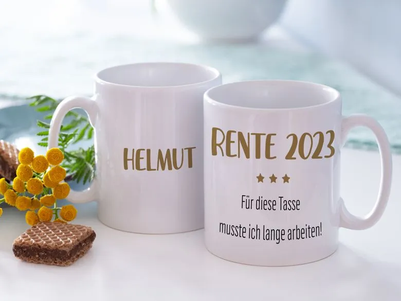 Bedruckte Tasse Rente