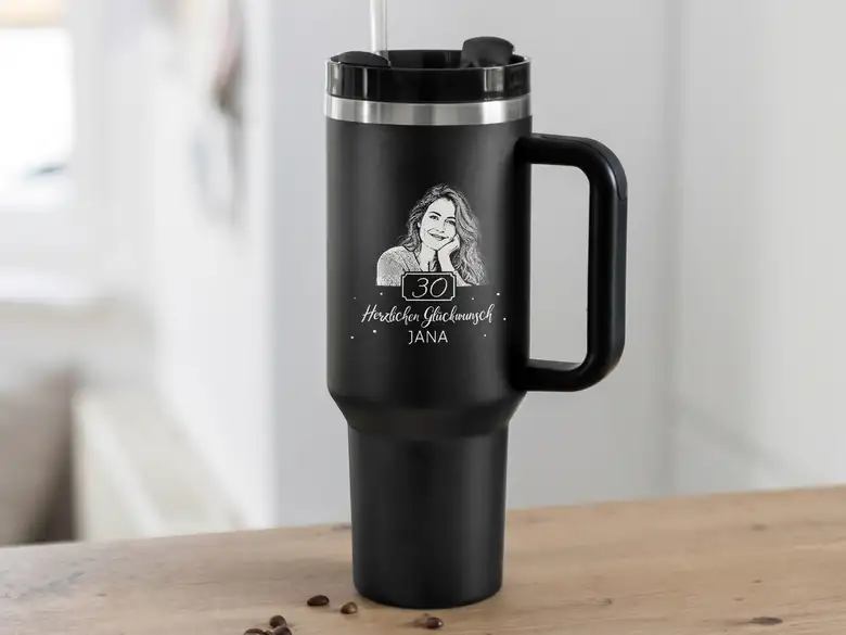 Thermobecher mit Fotogravur zum Geburtstag