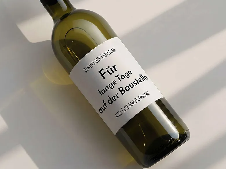 Personalisiertes Weinetikett Geschenk zum Eigenheim