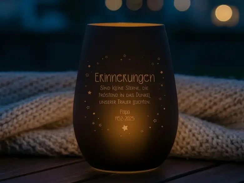 Graviertes Windlicht Trauergeschenk