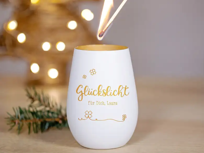 Windlicht mit Gravur