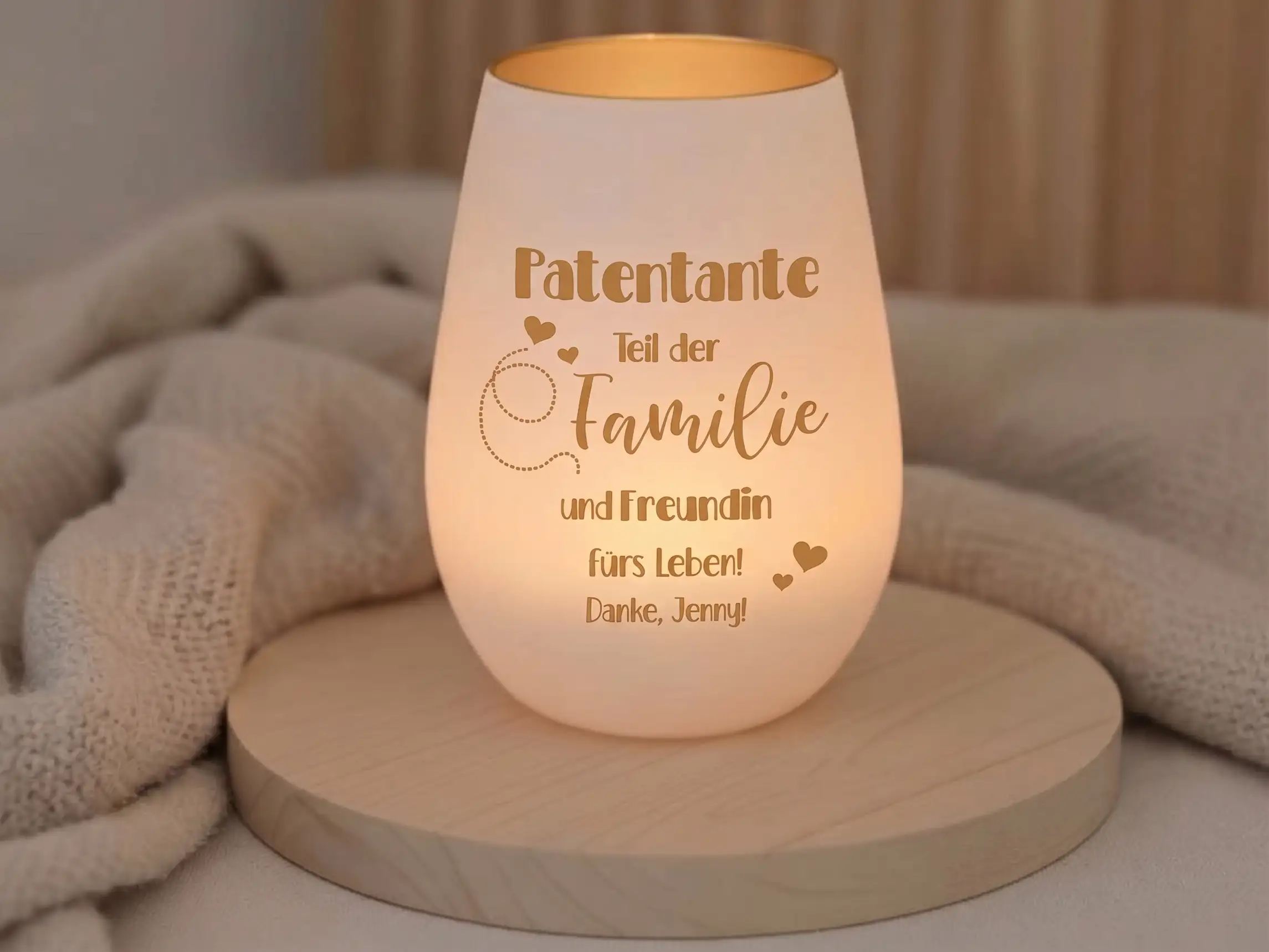Graviertes Windlicht Geschenk Patentante