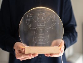 Lampe mit Schutzengel-Motiv