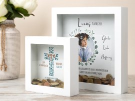 Bilderrahmen Spardose als Geschenk zur Kommunion