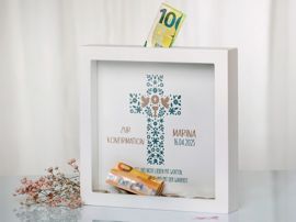 Bilderrahmen Spardose als Geschenk zur Konfirmation