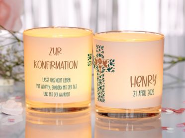 Windlicht mit Foto als Geschenk zur Konfirmation