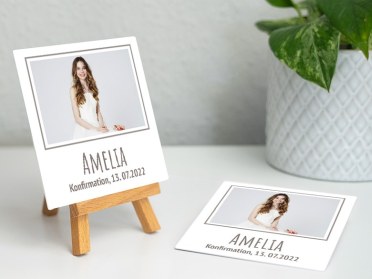 Mini Staffelei mit Fotokachel Konfirmation