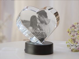 Glasherz mit Foto Liebesgeschenk für Freund