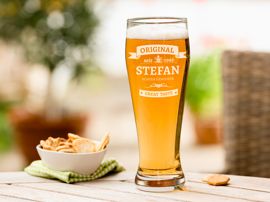 Weizenbierglas mit Gravur