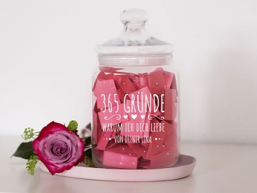 365 Gründe warum ich dich liebe im Glas