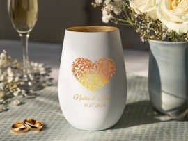 Windlicht mit Gravur für Partnerin