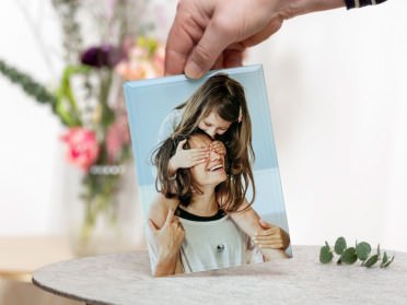 Fotoaufsteller aus Glas