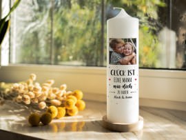 Bedruckte Kerze Geschenk Mama