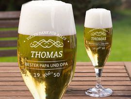 Graviertes Bierglas