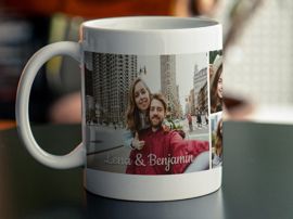 Tasse mit Fotos und Namen