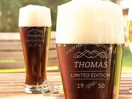 Weizenbierglas mit Gravur