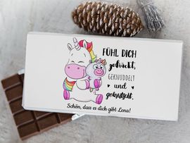 Schokolade mit Einhorn-Motiv