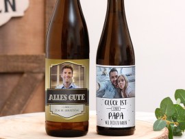 Bieretiketten und Bierglas zum Geburtstag