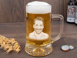 Bierkrug graviert mit Foto