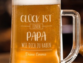 Bierglas Motiv Glück ist