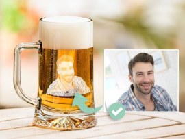 Beispielfoto Bierkrug Fotogravur