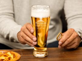 Weizenbierglas mit Fotogravur