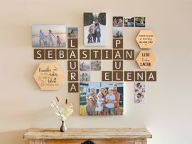 Fobo Fotowand Collage Hexagon, Leinwand, Buchstaben