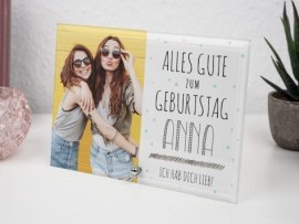 Fotoaufsteller aus Echtglas