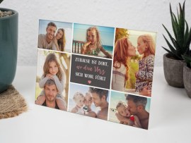Glasaufsteller mit Familienfotos