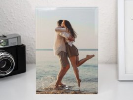 Aufsteller aus Glas mit Foto