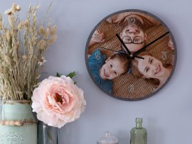 Schieferuhr mit Foto