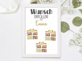 Geldgeschenk im Bilderrahmen Wunscherfüller