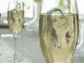 Sektglas mit Fotogravur Frau