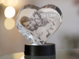 Glasherz mit Foto