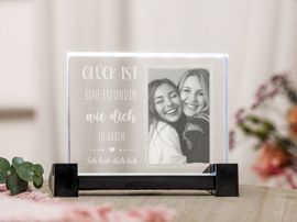 Glaskachel Collage Glück ist