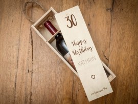 Holzbox für Flaschen Motiv 30. Geburtstag