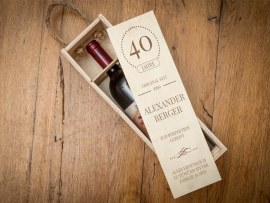 Holzbox für Flaschen Motiv 40. Geburtstag
