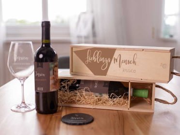 Flaschenhalter BESTE TANTE DER WELT Weinflasche Geschenkebox Holz Flaschenbox 