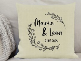 besticktes Kissen Hochzeit