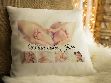Kissen mit Baby-Fotos