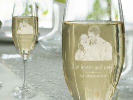 Sektglas Collage mit Foto Liebe