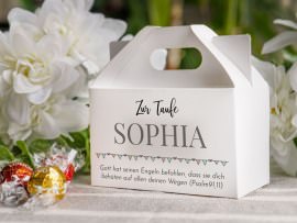 Bedruckte Süßigkeitenschachtel Gastgeschenk Taufe