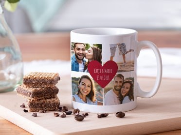 Individuelles Bild  im Herzmotiv für Verliebte Fototasse Geburtstag Kaffeetasse 